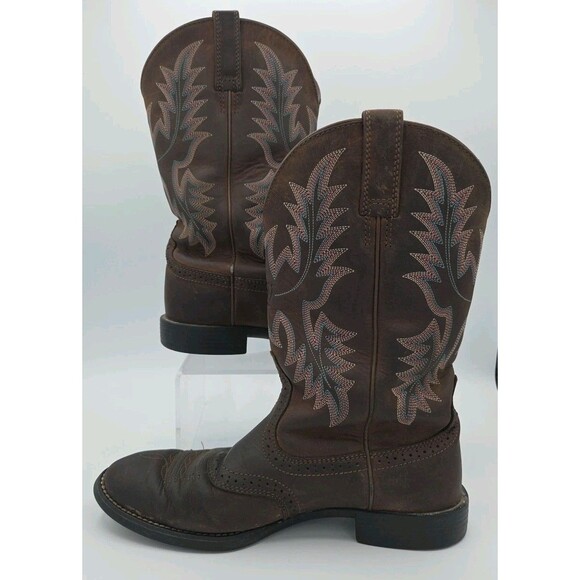 Ariat Women's Heritage Stockman Sassy Performance Brown Boots Round Toe Size 8.5 - Picture 2 of 9
